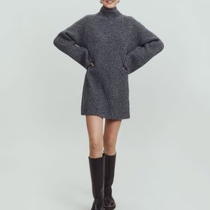NEW! Reformation Zucca Regenerative Grey Wool Sweater Dress with Tags Large